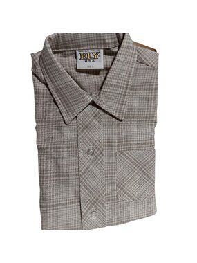 True Vintage BOYS  Shirt 6 1970's Shirt ELY PLAID STONE HIPPY MOD SHIRT USA NOS